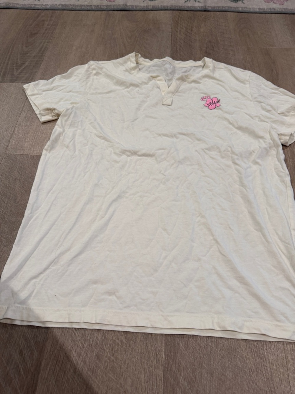 PINK Victoria's Secret Cream Short Sleeve Tee with White Logo